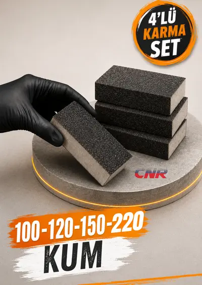 4'lü Takoz Sünger Zımpara Seti 100-120-150-220 Kum Islak Kuru Çok Amaçlı Kullanım