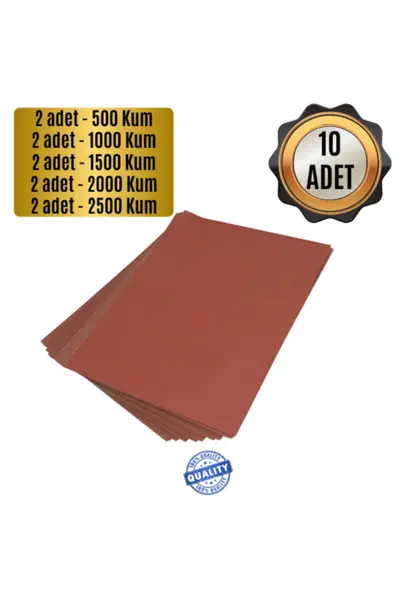 El Su Zımpara Kağıdı Far Temizleme Araç Parlatma Seti 500-1000-1500-2000-2500 Kum İnce Kalın 10 adet
