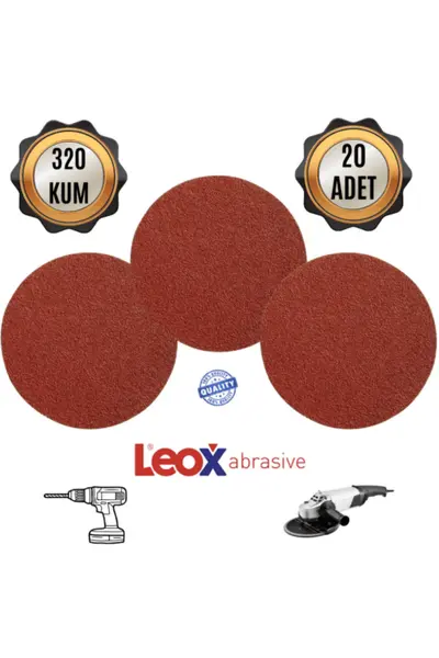 LEOX 115 mm Cırt Zımpara Kağıdı Seti – Avuç İçi Spiral Taşlama Uyumlu 20'lu Paket - 320 kum