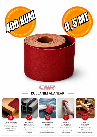400 Kum Rulo Zımpara - 0,5 Metre | Ahşap ve Metal Yüzeyler İçin Aşındırıcı Zımpara